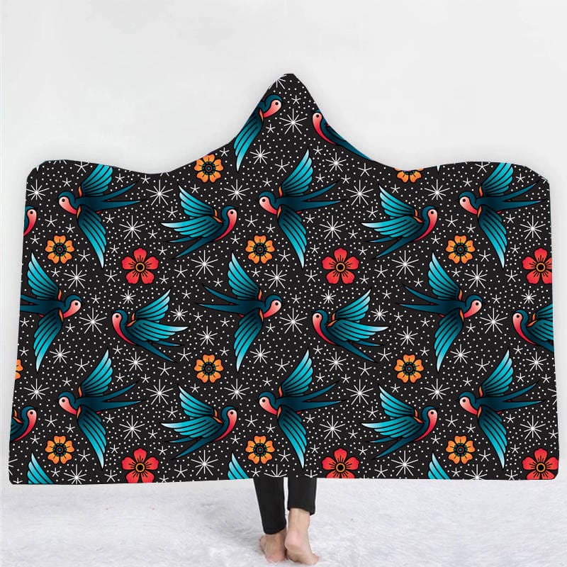 Bluebirds Hooded Blanket