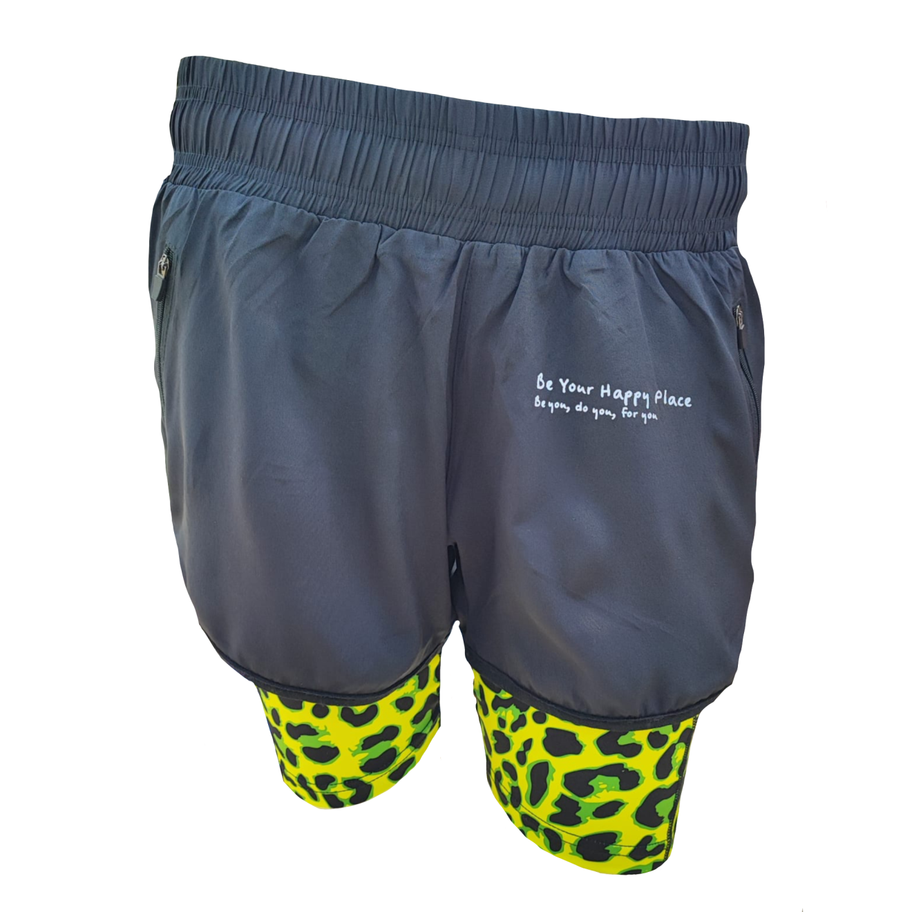 LIMEY LEOPARDS DOUBLE LAYER SHORTS