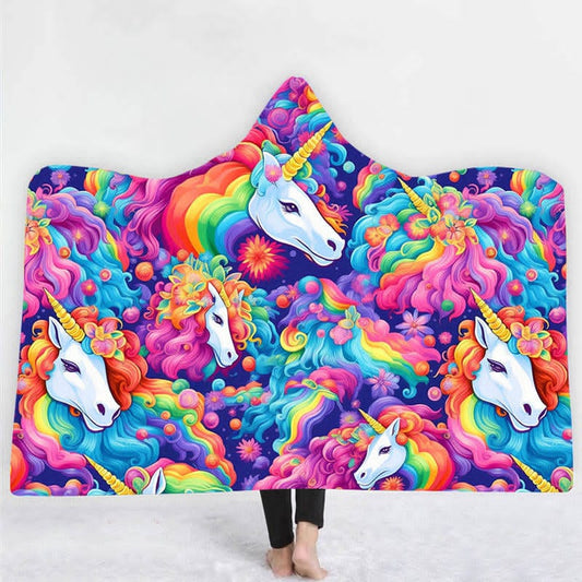 Unicorns Hooded Blanket