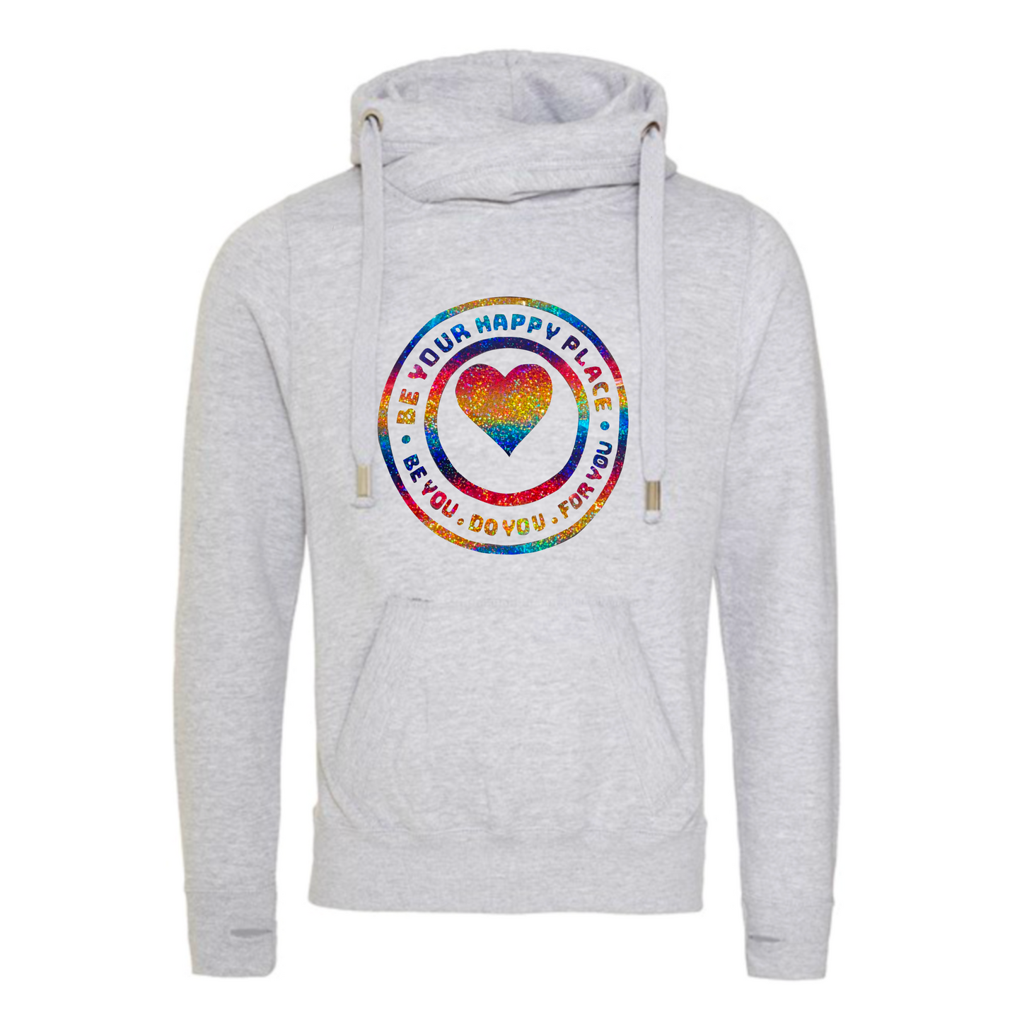 Light Grey Rainbow Cross Neck Hoodie